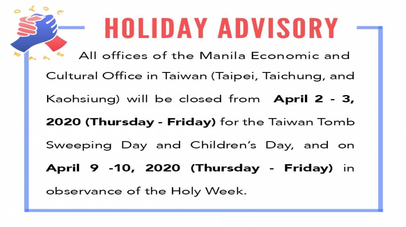 Holiday Advisory (April 2-3, 2020; April 9-10, 2020).jpeg